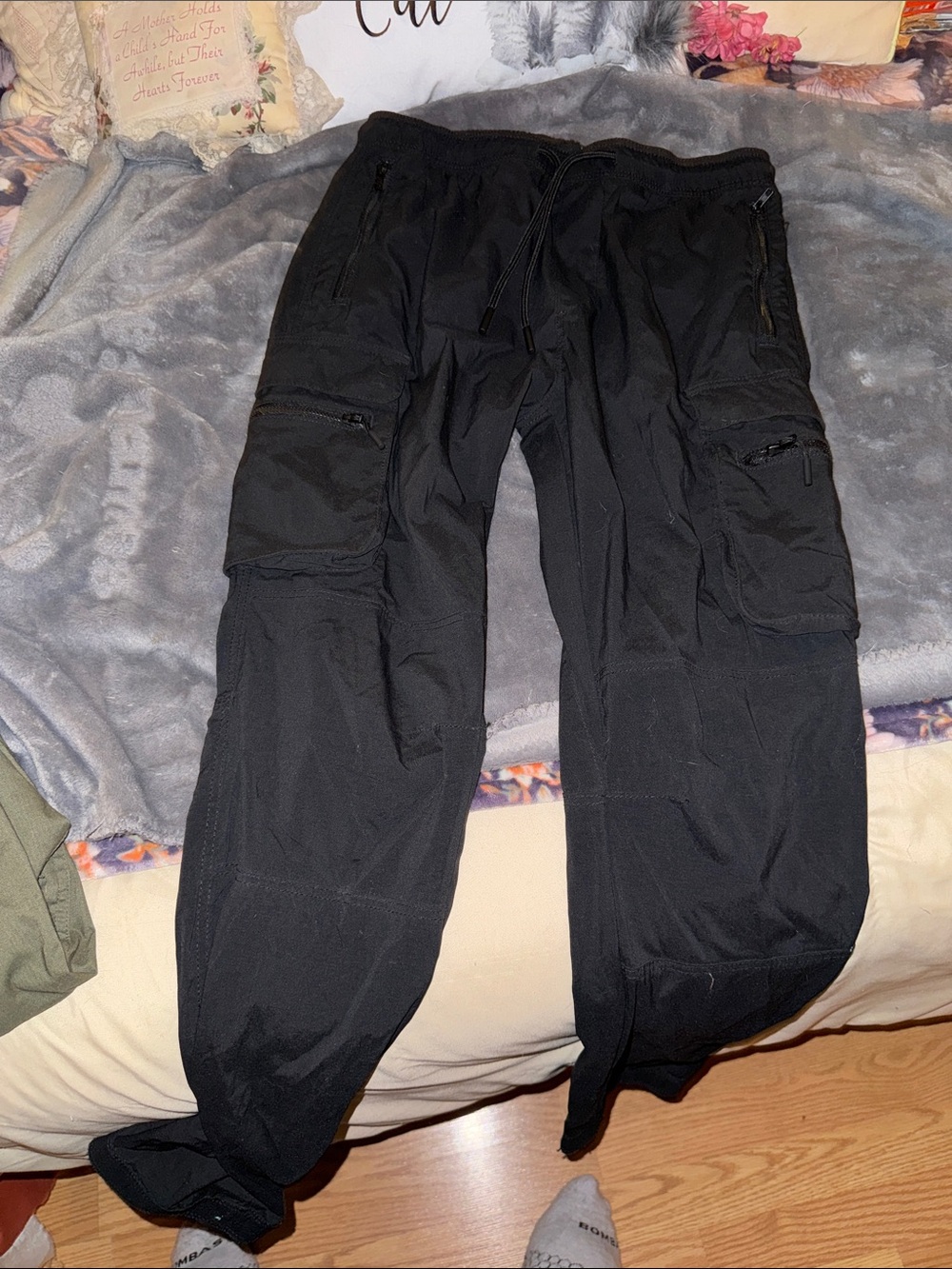 H&M Black Cargo Jogger Pants with Zipper Pockets